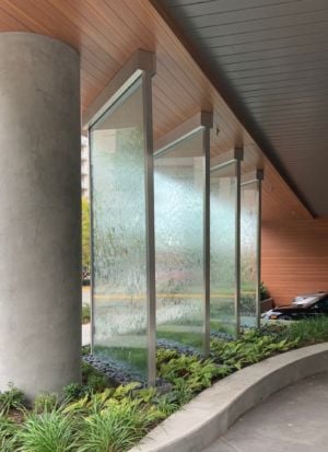 Water Wall; Glass, Hilton Garden Inn, Bellevue, WA