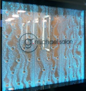 Bubble Wall Water Feature G Michael Salon  IN enclosed water feature blue