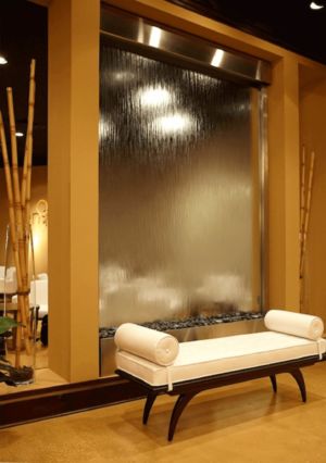 Hotel Lobby Glass and Stainless Water Wall