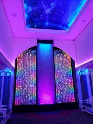 Vertical Chamber Bubble Walls and Mesh Waterfall at Arnaldos Banquet Center in Riverview Detroit Michigan