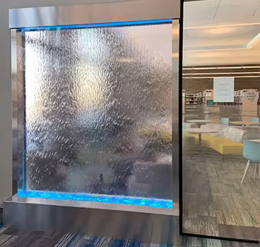 Enclosed Water Wall at Carol Stream Public Library Enclosed Water Wall at Carol Stream Public Library