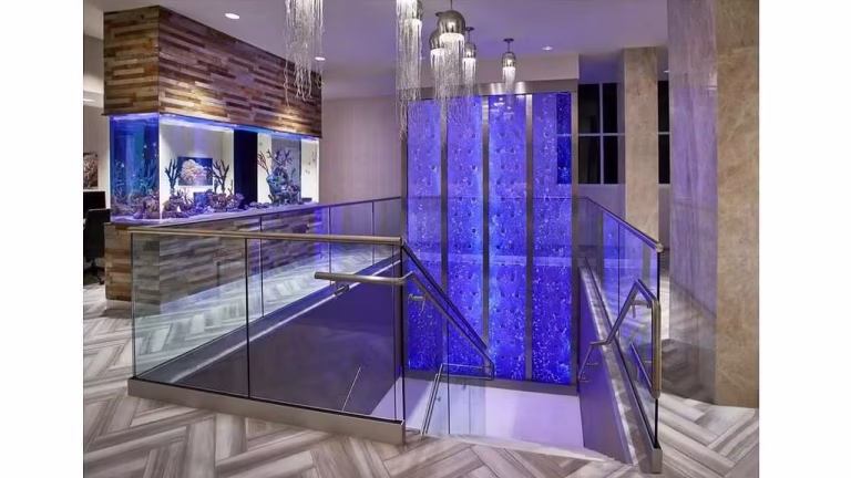 BUBBLE WALL with Stainless Frame Above Stairs BUBBLE WALL with Stainless Frame Above Stairs