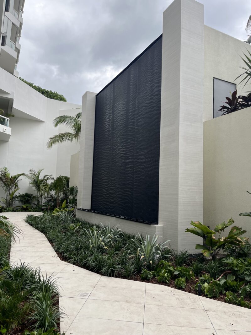 Black Scored Acrylic Water Wall Outdoor Exterior at North Tower at The Point in Aventura (Miami), FL 2