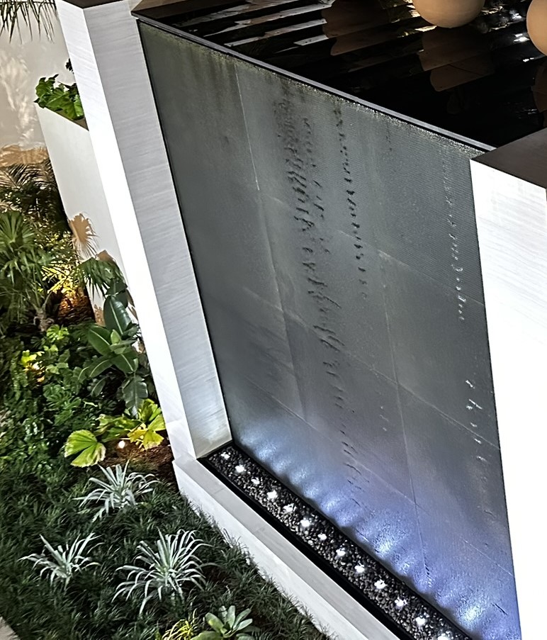Black Scored Acrylic Water Wall Outdoor Exterior at North Tower at The Point in Aventura (Miami), FL Black Scored Acrylic Water Wall Outdoor Exterior at North Tower at The Point in Aventura (Miami), FL