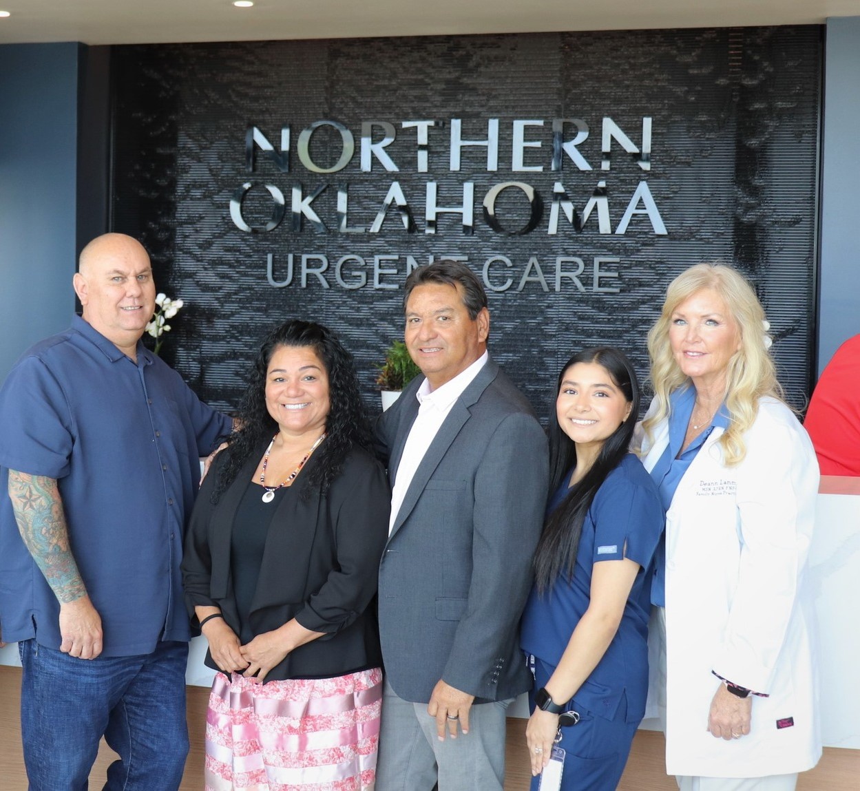 Black Scored Acrylic Water Wall with Tonkawa Northern Oklahoma Urgent Care in Tulsa Oklahaoma