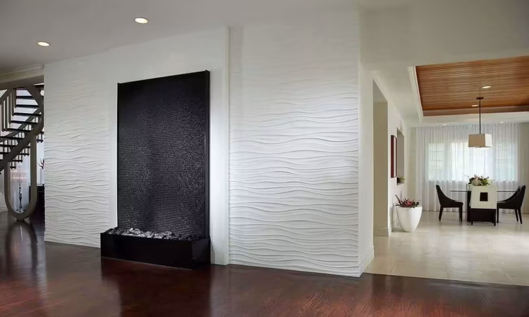 Black Scored Acrylic Waterfall in private Residence in Miami Black Scored Acrylic Waterfall in private Residence in Miami