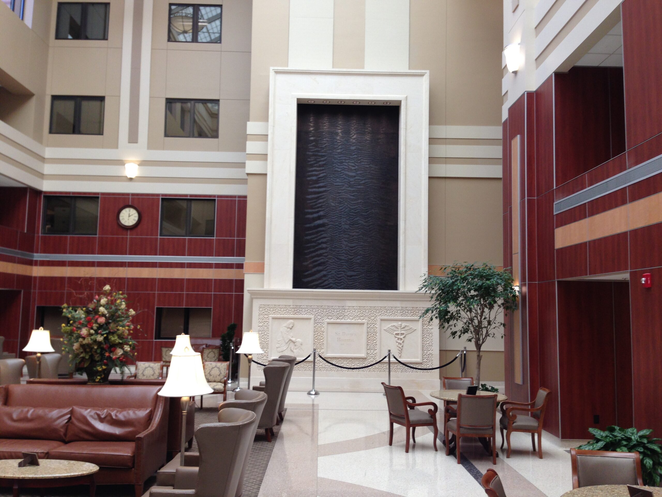 Brown Copper Speckled Aquafall Waterfall at Hospital Atrium 3 scaled