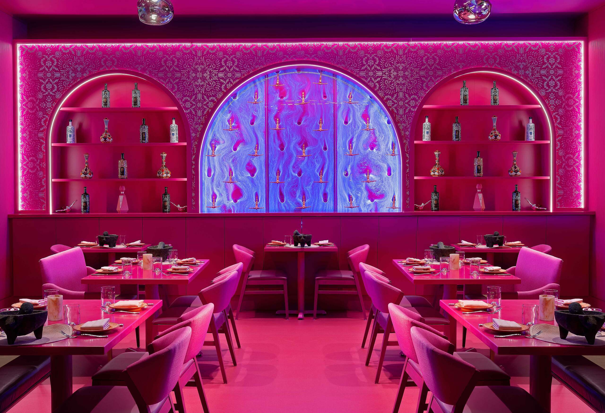 Bubble WallRod Peg StyleSwirley at Rosa Mexicano Restaurant in Las Vegas, Nevada Midwest