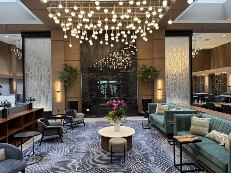 Enclosed Sealed Water Wall with Etched Pattern Logo for Chicago Marriott Northwest in Hoffman Estates, Illinois 2