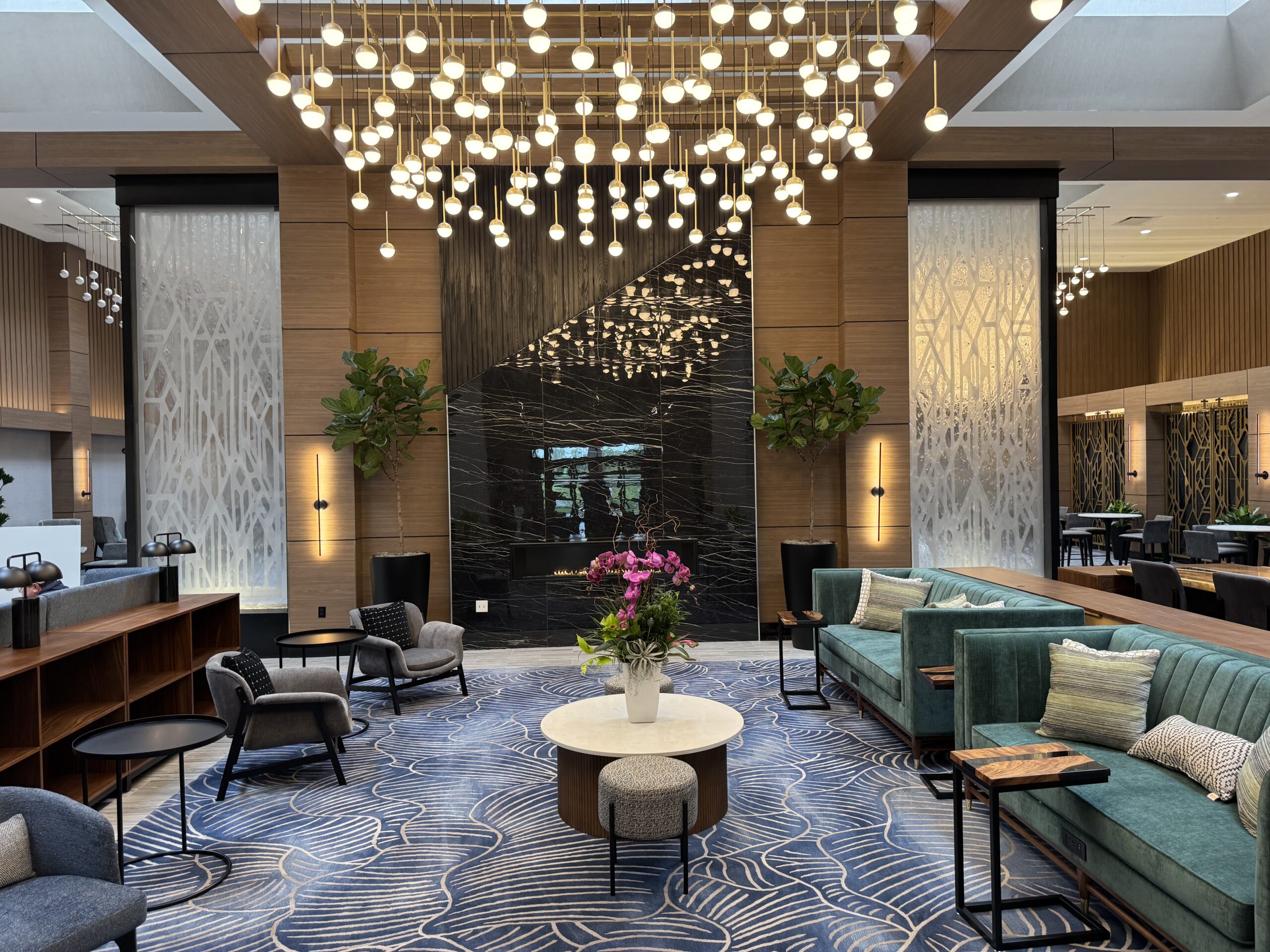 Enclosed Sealed Water Wall with Etched Pattern Logo for Chicago Marriott Northwest in Hoffman Estates, Illinois 2