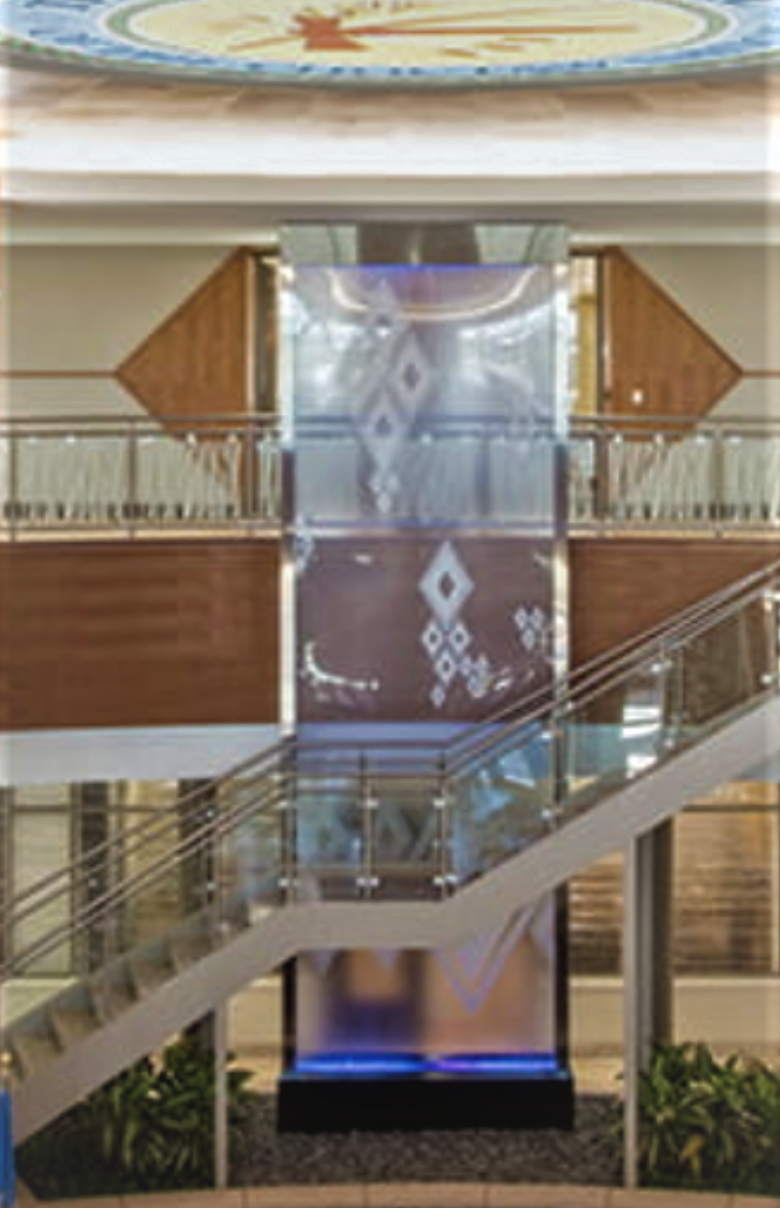 Enclosed Water Wall Waterfall at Choctaw Nation Tribal Headquarters Durant Oklahoma 2