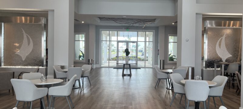 Enclosed Water Wall at Del Webb Bayview Club House in Florida