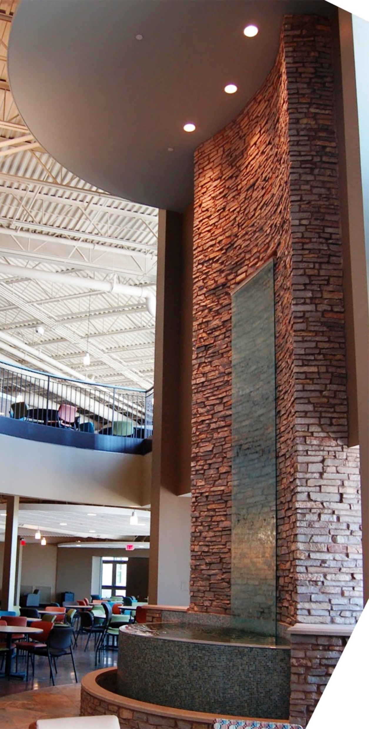 Frameless Glass Water Wall at Eastview Church in Normal Illinois