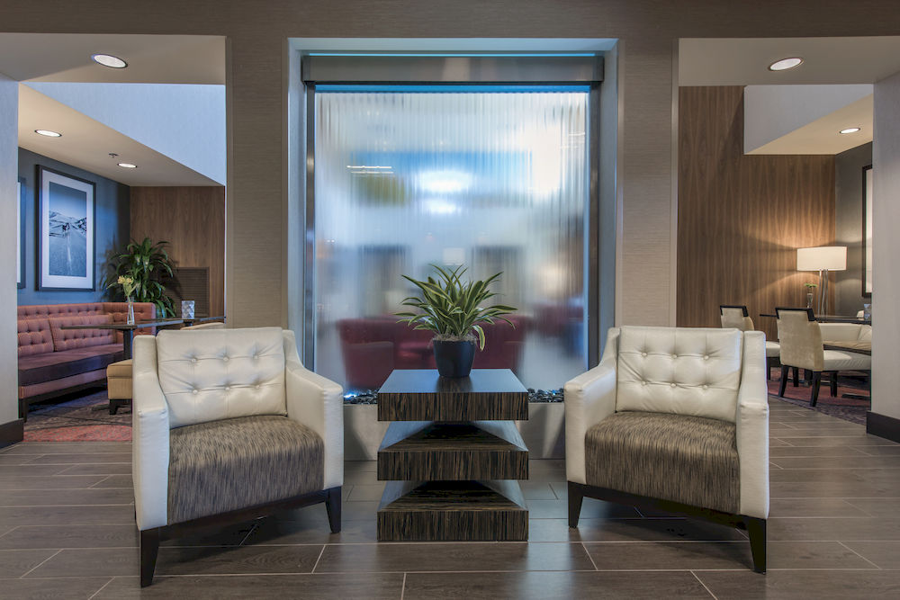 Glass and Stainless Water Wall at Hampton Inn Suites Tempe Arizona 2