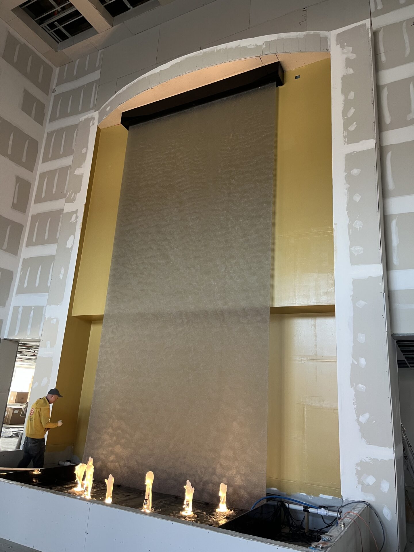 Mesh Water Wall with Reflection Pool and Bubbler Jets for Tesla Biohealing in New Castle, Delaware - Image 2