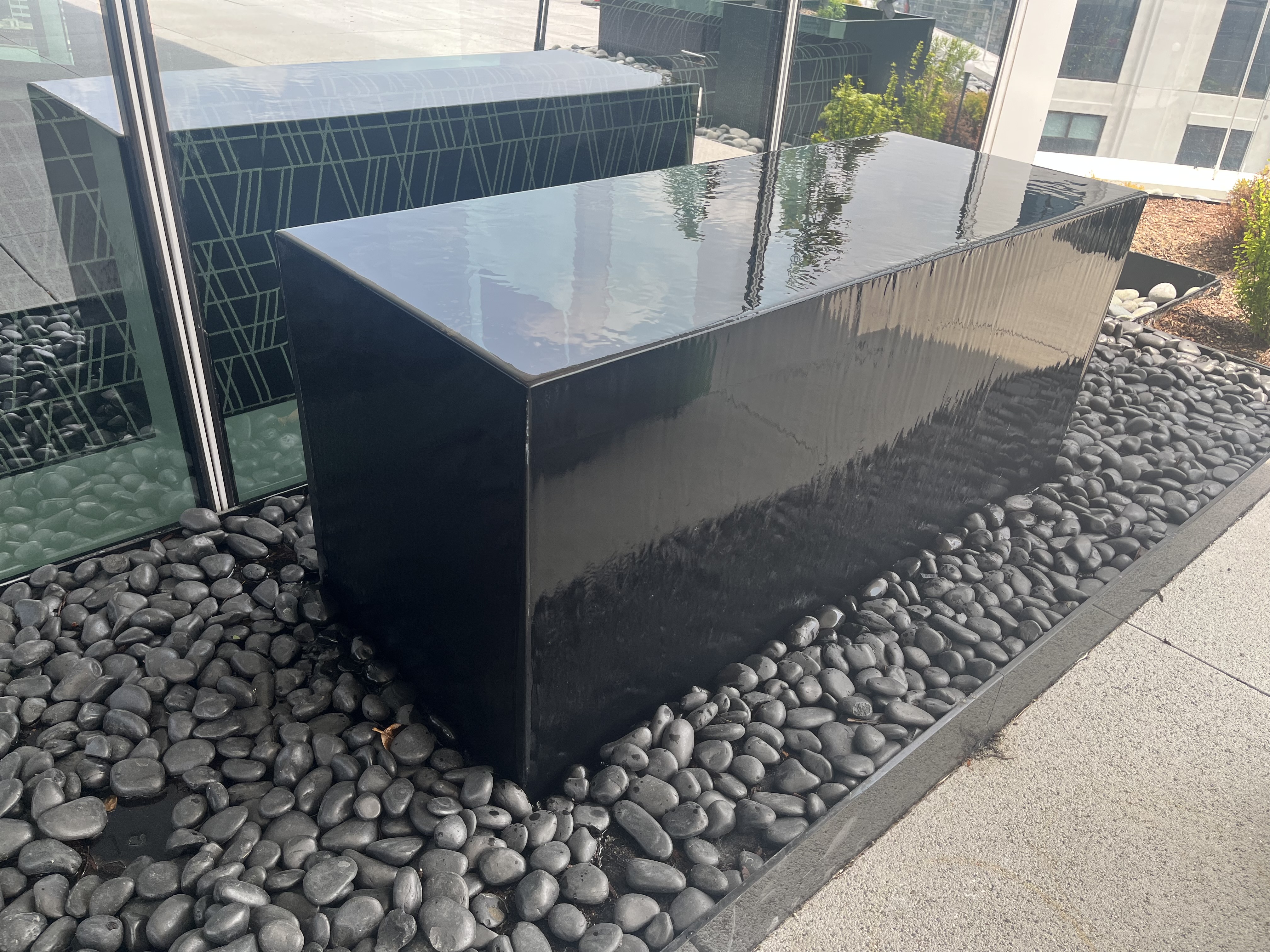 Outdoor Fountain Overflowing Rectangle Cube for Pinnacle Financial Tower in Nashville Yards Tennessee