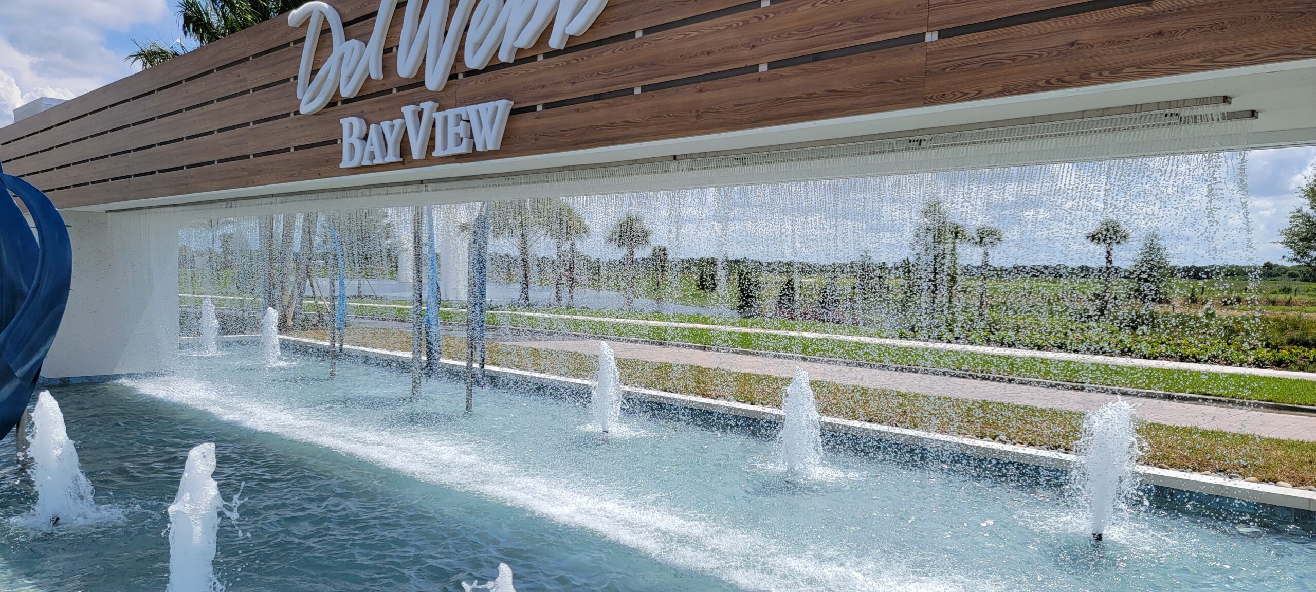 Rain Curtain Bar Freefalling Water Outdoor Fountain for Del Webb Bay View Florida scaled