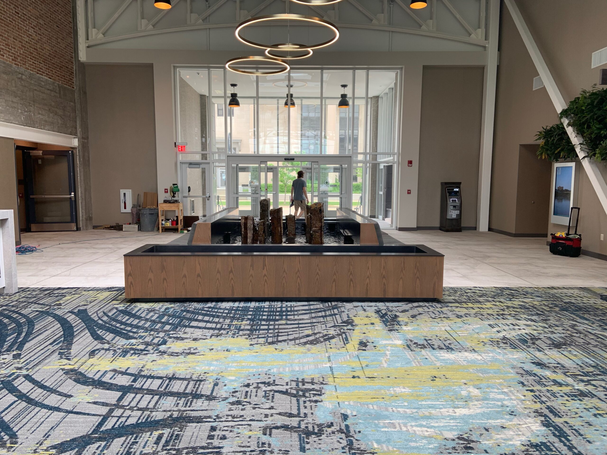 Reflection Pool with Stone Sculptures Overflowing at Embassy Suites by Hilton Rockford, Illinois