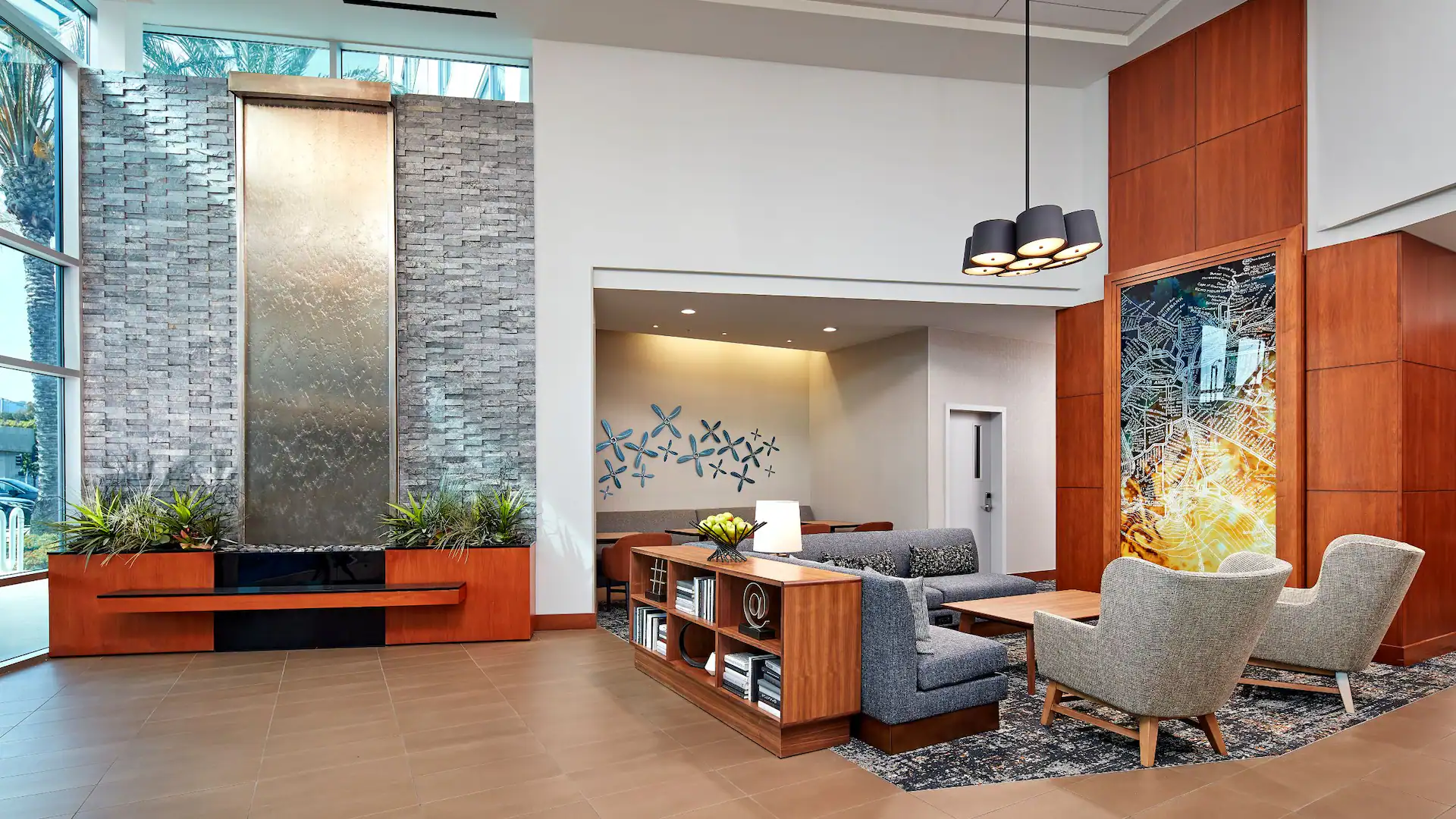 Stainless Steel Water Wall at Hyatt Place LAX in El Segundo, California