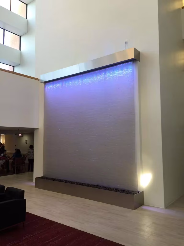Stainless Mesh Water Wall Waterfall at Park Plaza in Chicago Illinois Stainless Mesh Water Wall Waterfall at Park Plaza in Chicago Illinois