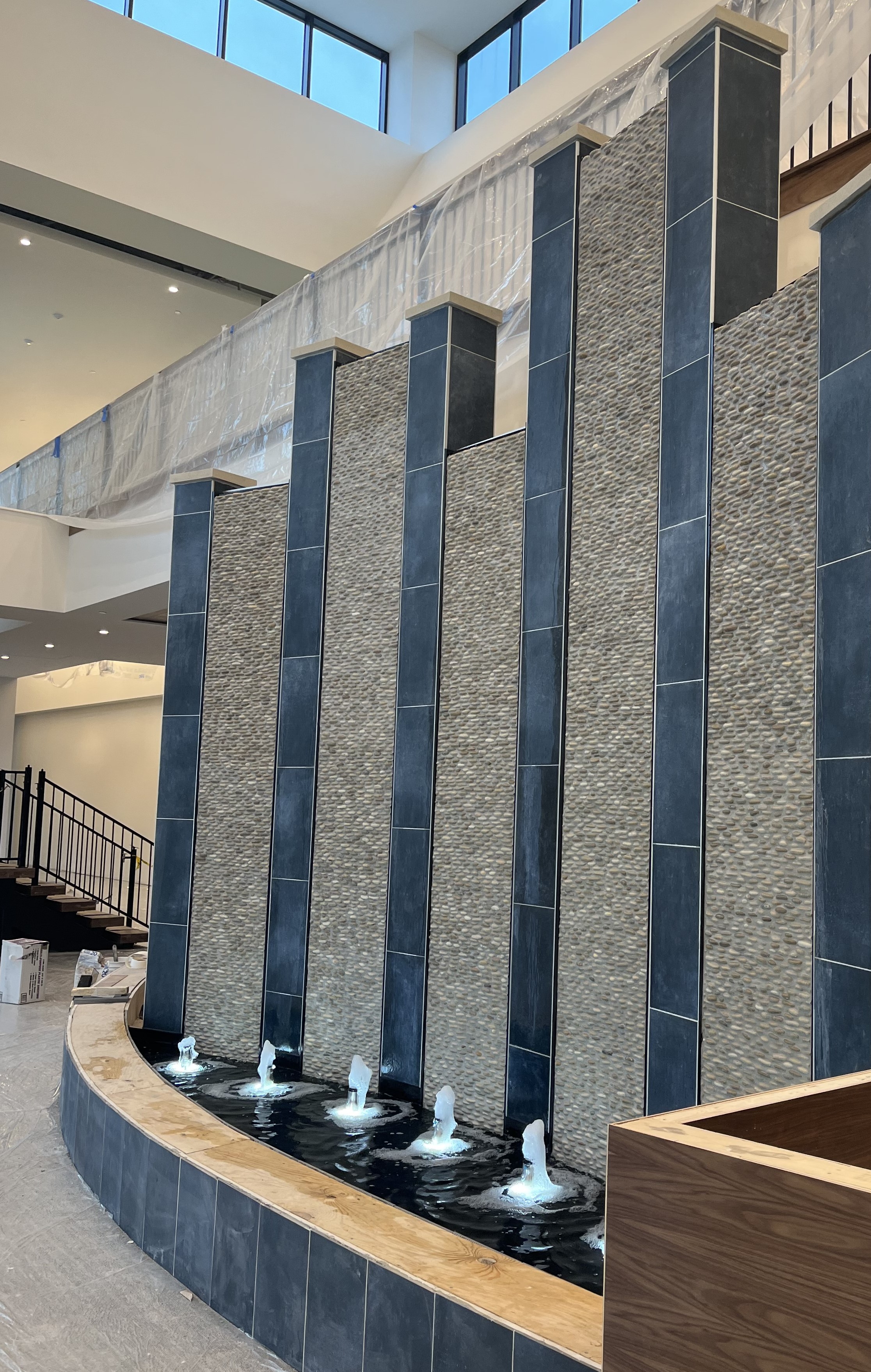 Tile Water Walls with Reflection Pool and Bubbler Jets for Hudsonville Ice Cream Headquarters in Holland Michigan 2