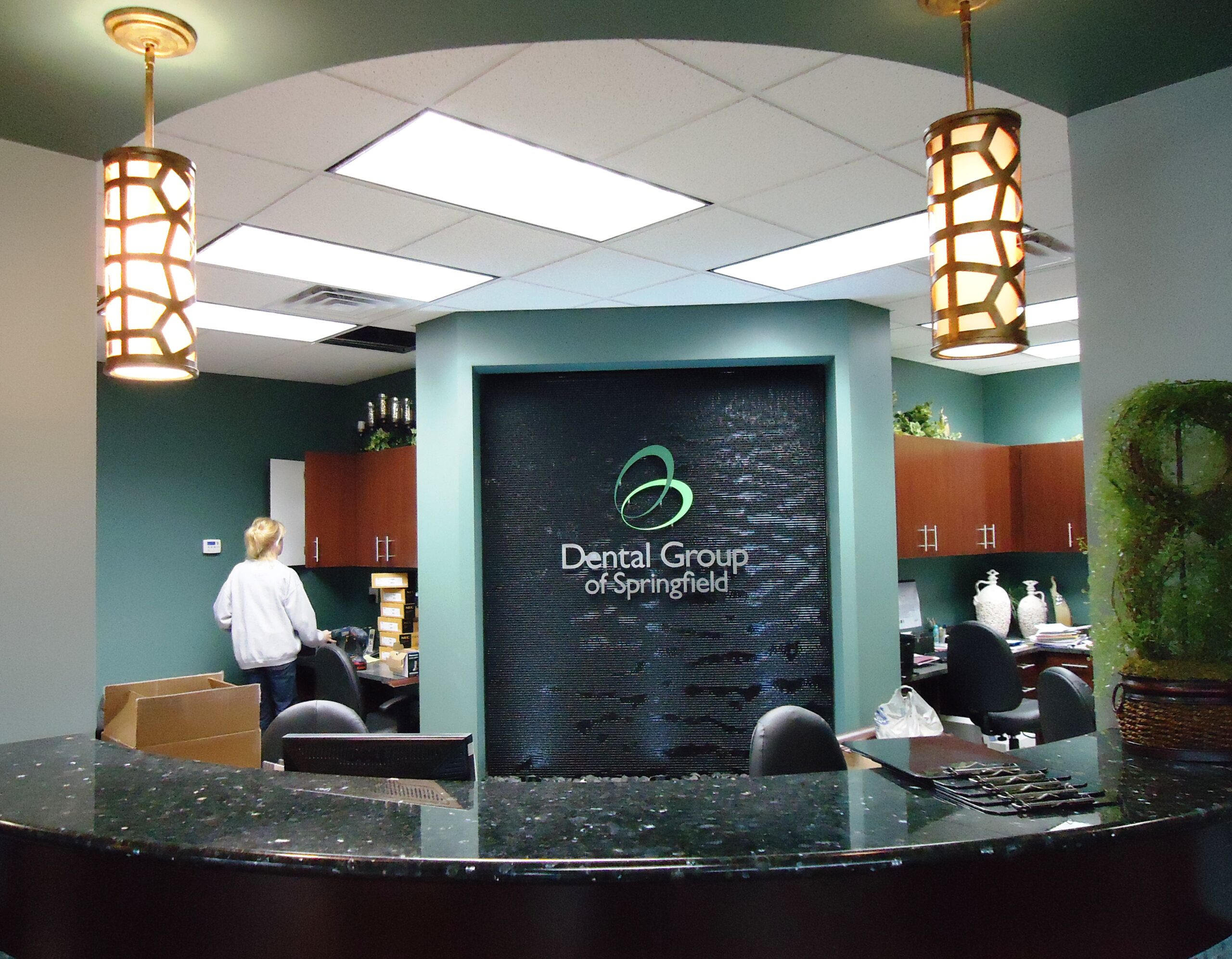 Water Wall Scored Acrylic Dental Group Springfield Illinois office water feature scaled