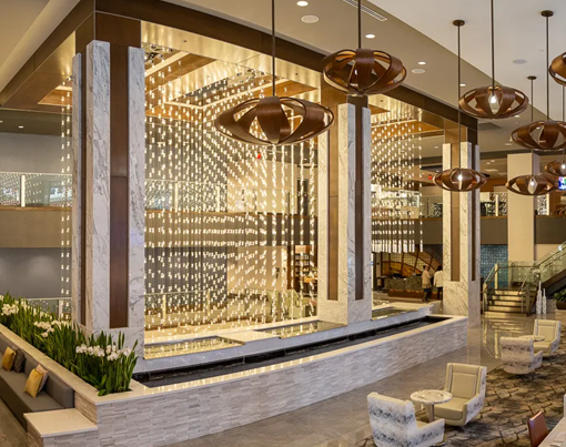 Weir Overflowing into Reflection Pool at Embassy Suites Knoxville Downtown 3