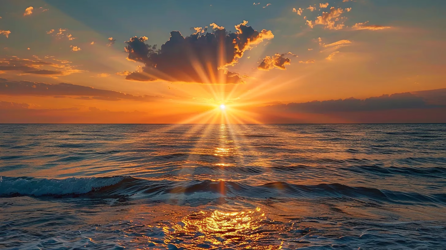 Designing a Rain Wall: Tips and Inspiration 1 a vibrant sunset illuminates a calm ocean, with golden rays reflecting off gentle waves, creating a serene and picturesque seascape.