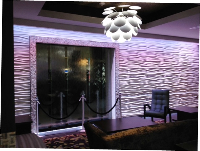interior water feature in hotel lobby Holiday Inn Amarillo TX frameless glass waterfall