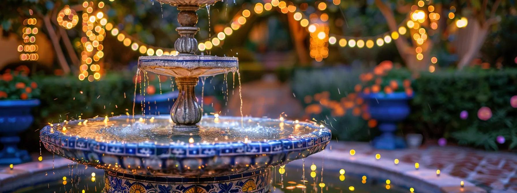 Stand Out Garden: Building a Water Wall Fountain Made Easy 6 Garden water wall fountain with illuminated water flow, surrounded by decorative plants and ambient lighting, enhancing outdoor tranquility and aesthetics.