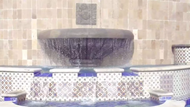 Video Midwest Tropical Water Feature - Resort fountain with stone and tile.MP4
