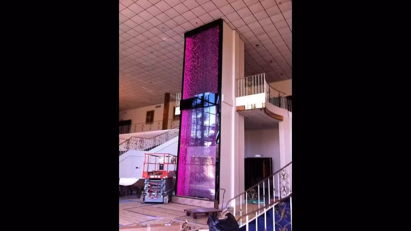 Video Bubble Wall Water Feature-Three Story Bubble Wall Over 35' High! Amazing Custom Waterfall!